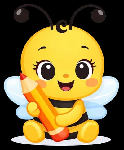 Mel, a mascote do Mundo da Mel — abelha fofa com olhos expressivos